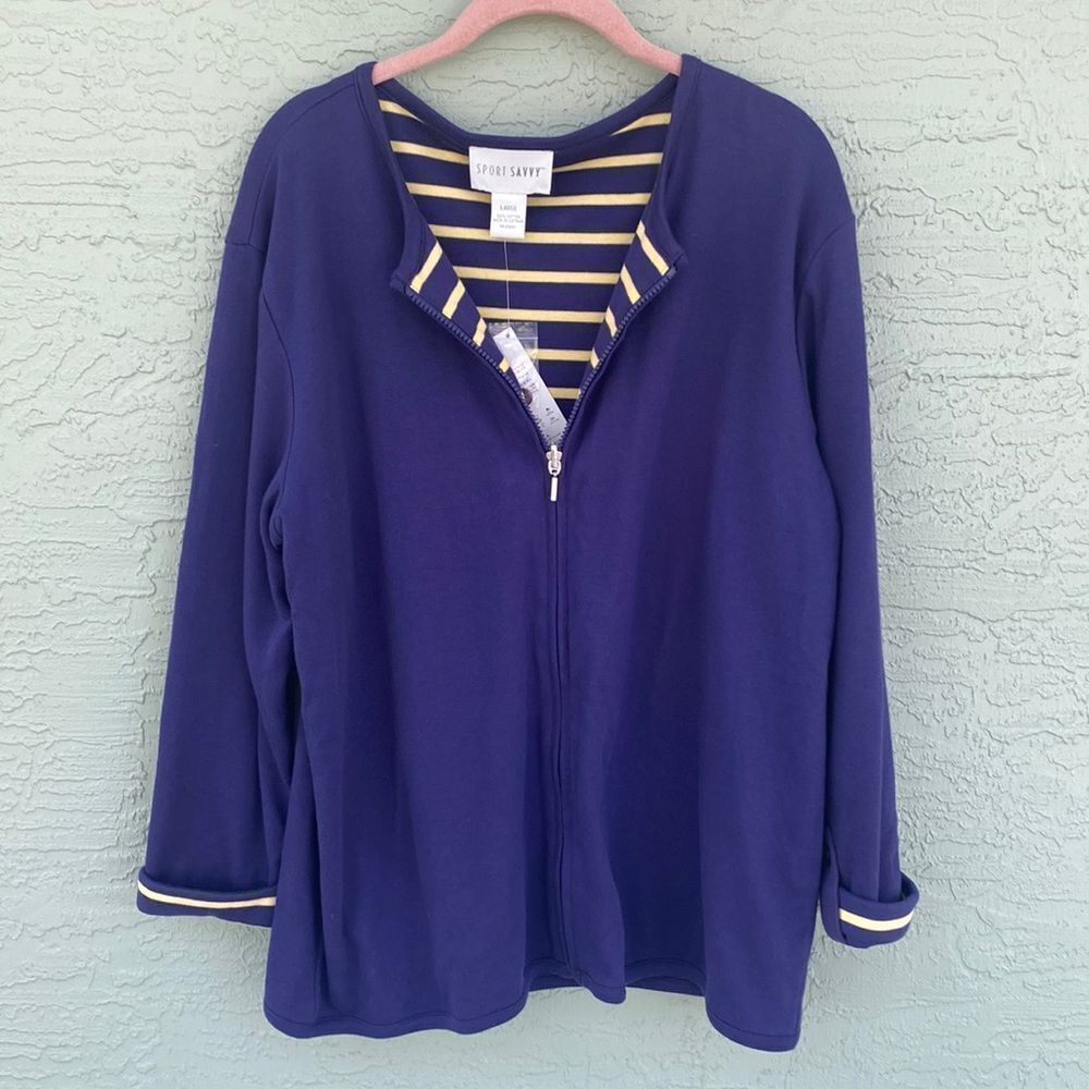 Reversible Sport Savvy Sz L Reversible Navy & Yellow NWT Full Zip Jacket
